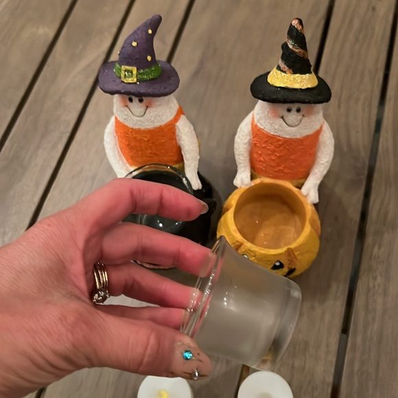 Two Halloween candle holders ~ candy corn little characters with hats! - Picture 9 of 12